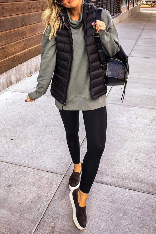 

Lovely Casual Winter Black Vests