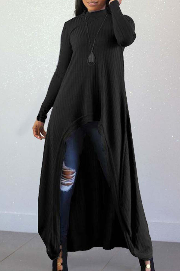 

Lovely Casual Long Sleeves Irregular Black Blending Sweaters