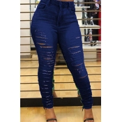Lovely Sexy Sequined Patchwork Broken Holes Jeans