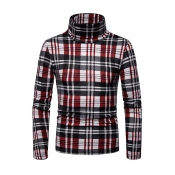 Lovely Fashionable Plaids Long Sleeves Red Sweater