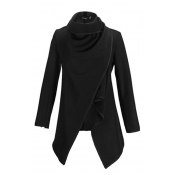 Lovely Casual Long Sleeves Irregular Black Coat