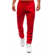 Lovely Casual Zip Pocket Red Cotton Blends Pants