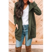 Lovely Casual Long Sleeves Army Green Cotton Blend