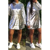 Lovely Fashion Sequined Silver Mini Dress