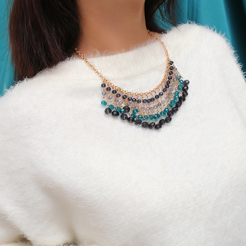 

Lovely Bohemian Tassel Design Crystal Necklace