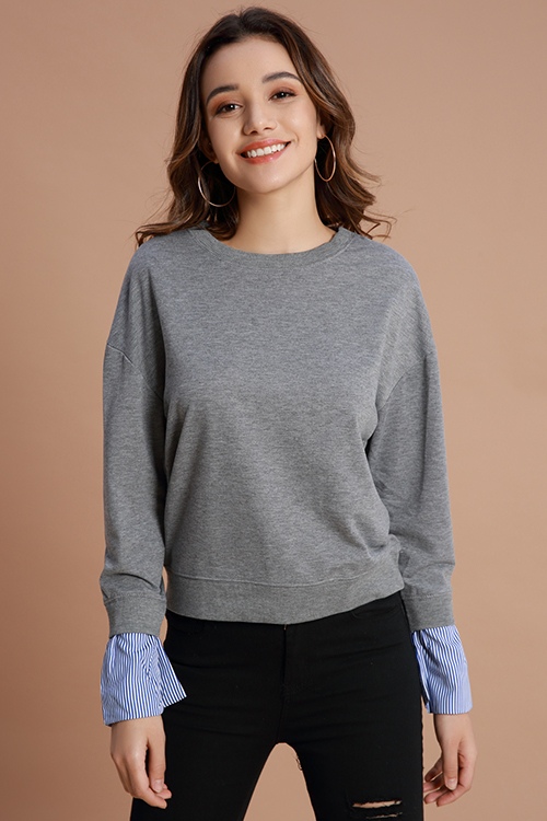 

Lovely Trendy Patchwork Grey Cotton Hoodies