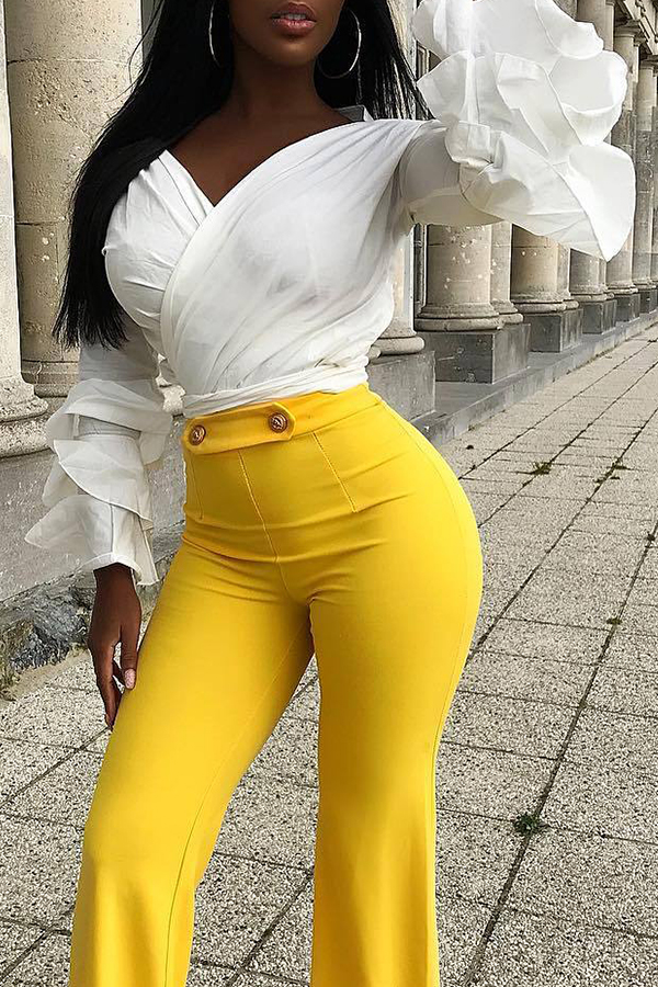 

Lovely Trendy Flounce Design White Shirts