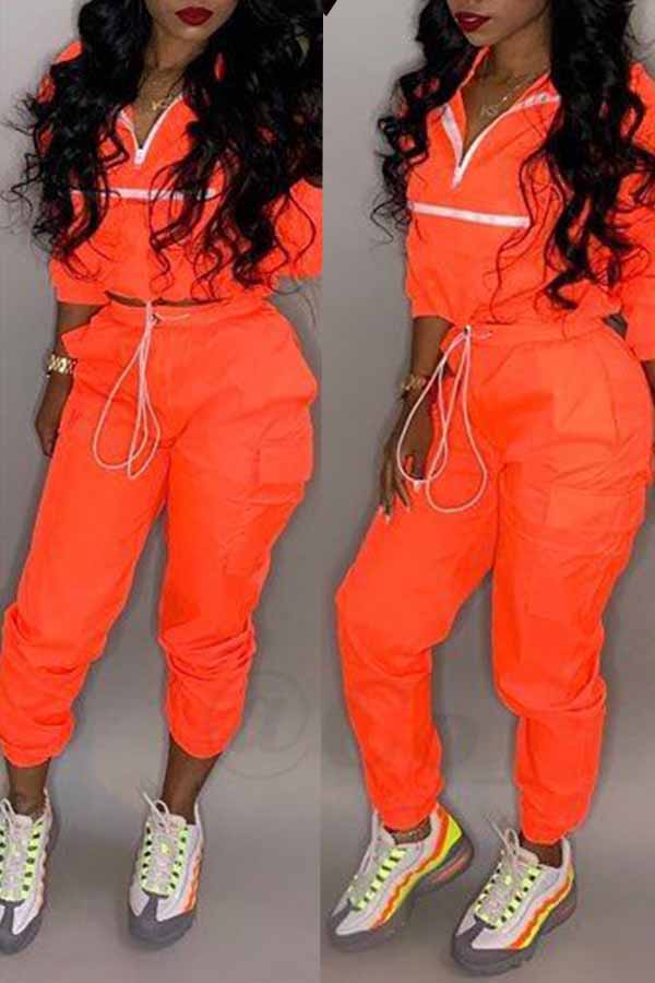 

Lovely Trendy Patchwork Jacinth Two-piece Pants Set