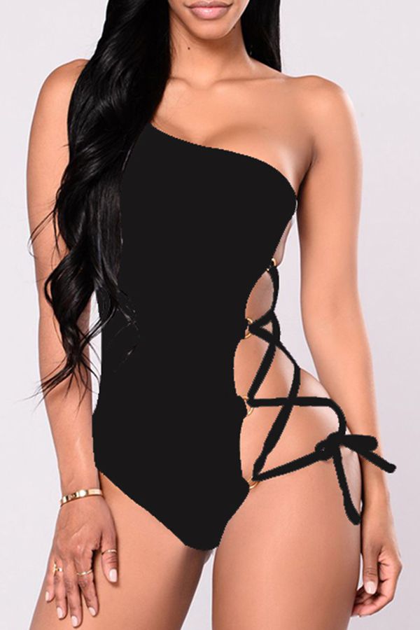 

Lovely Sexy Hollowed-out Black One-piece Swimwears