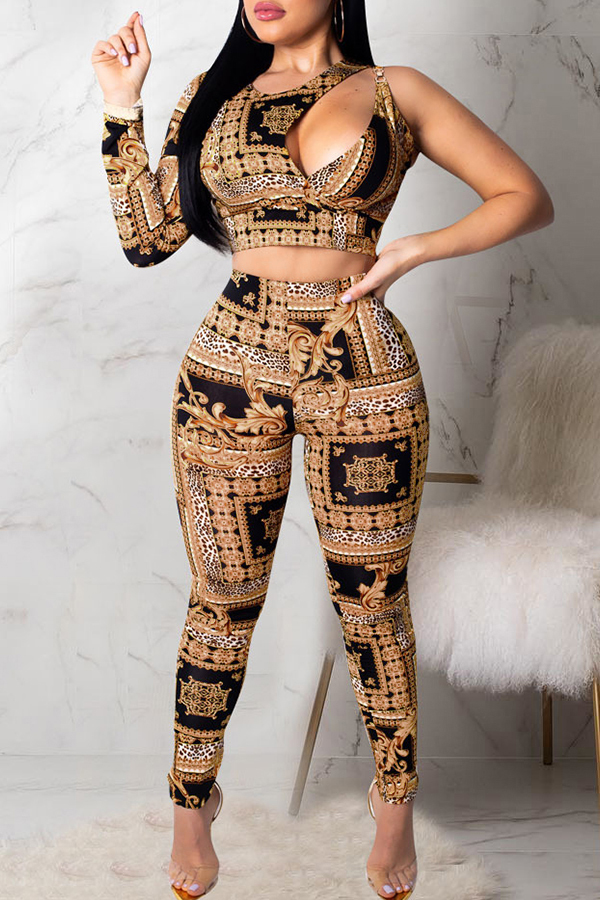 

Lovely Casual Hollowed-out Black Twilled Satin Two-piece Pants Set