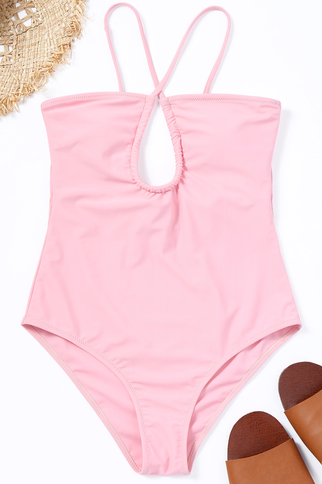 

Lovely Casual Hollowed-out Pink One-piece Swimwears