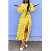 Lovely Sweet Dots Printed Yellow Blending Ankle Le