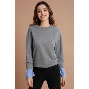 Lovely Trendy Patchwork Grey Cotton Hoodies