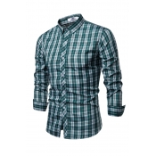 Lovely Casual Grids Printed Blue Cotton Shirts