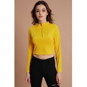 Lovely Casual Zipper Design Yellow Hoodies