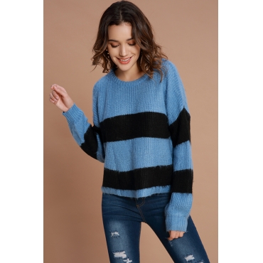 Lovely Casual Striped Blue Acrylic Sweaters