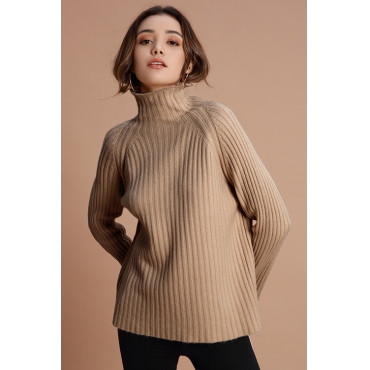Lovely Casual Long Sleeves Khaki Sweaters