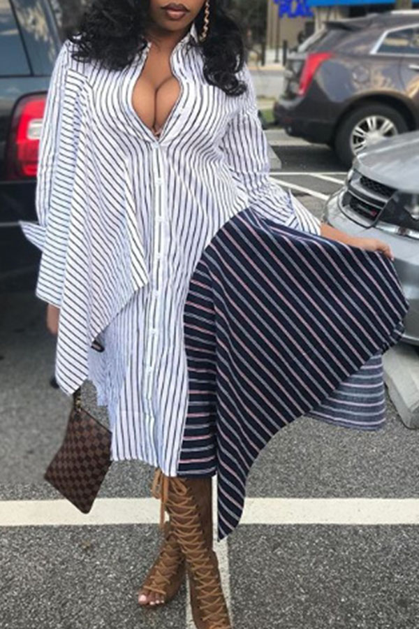 

Lovely Casual Patchwork White Knee Length Dress