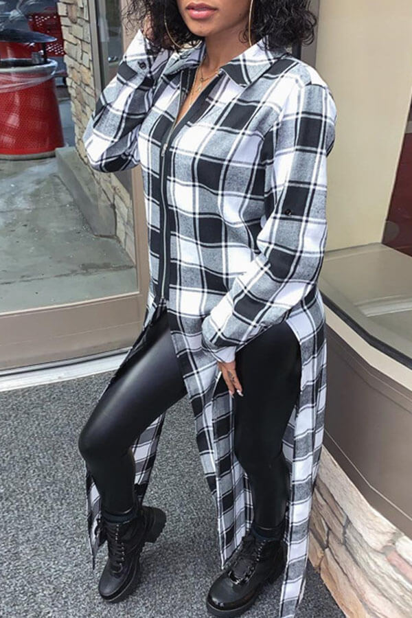 

Lovely Trendy Grids Printed Black And White Shirts, Black & white tartan