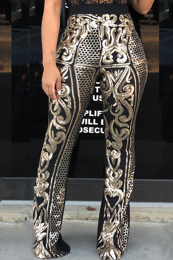 

Lovely Trendy Printed Black Twilled Satin Pants