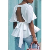 Lovely Trendy Hollowed-out White Shirts