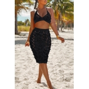 Lovely Sexy Patchwork Black Lace Two-piece Skirt S