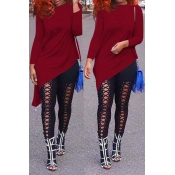 Lovely Trendy Asymmetrical Wine Red T-shirt