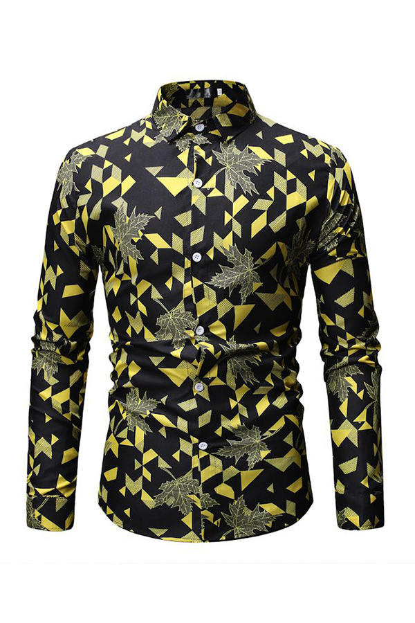 

Lovely Casual Printed Yellow Cotton Shirts