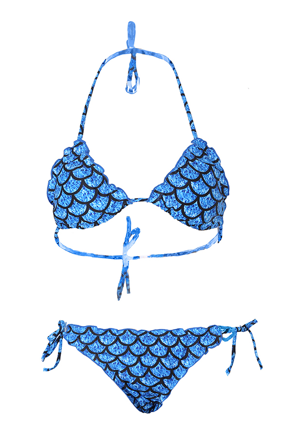 

Lovely Sexy Lace-up Blue Bikinis