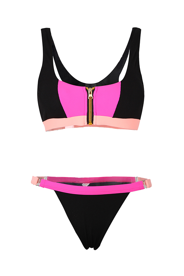 

Lovely Sexy Patchwork Rose Red Bikinis