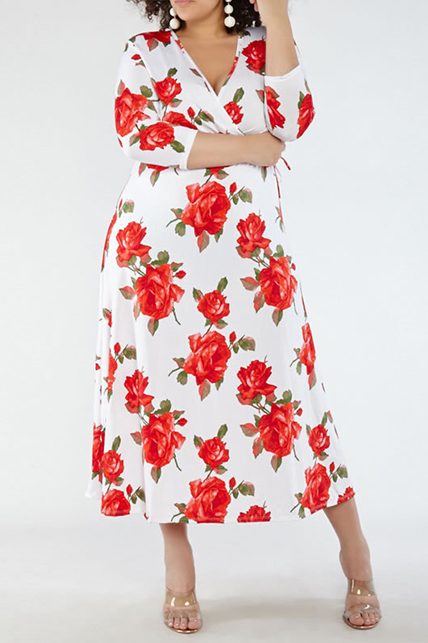 

Lovely Casual Floral White Ankle Length Dress