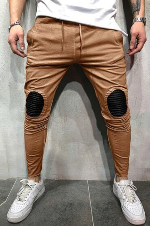 

Lovely Casual Patchwork Khaki Cotton Pants