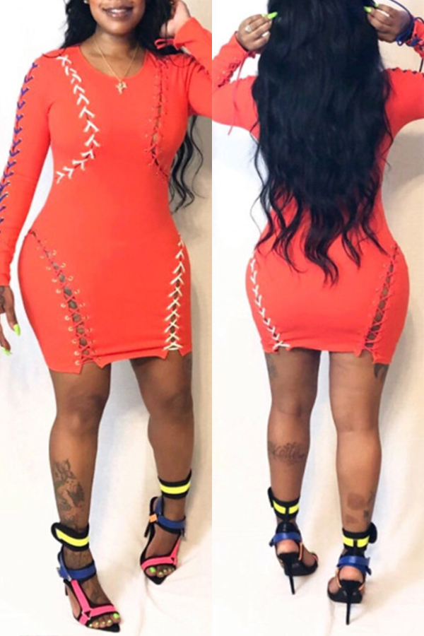 

Lovely Trendy Hollowed-out Jacinth Mini Dress