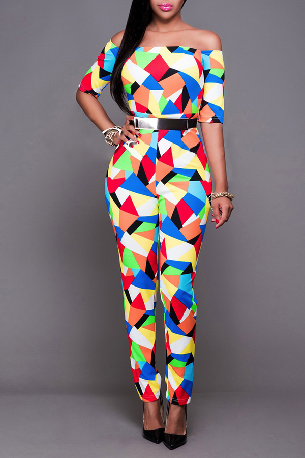 

Lovely Casual Color-lump Patchwork Multicolor One-piece Jumpsuit