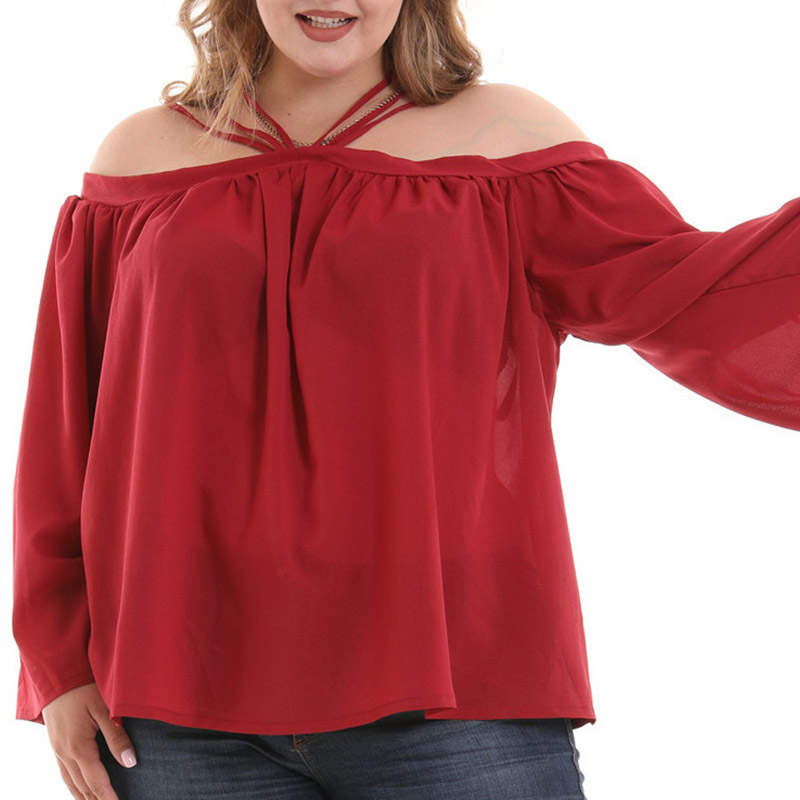

Lovely Casual Dew Shoulder Wine Red Shirts