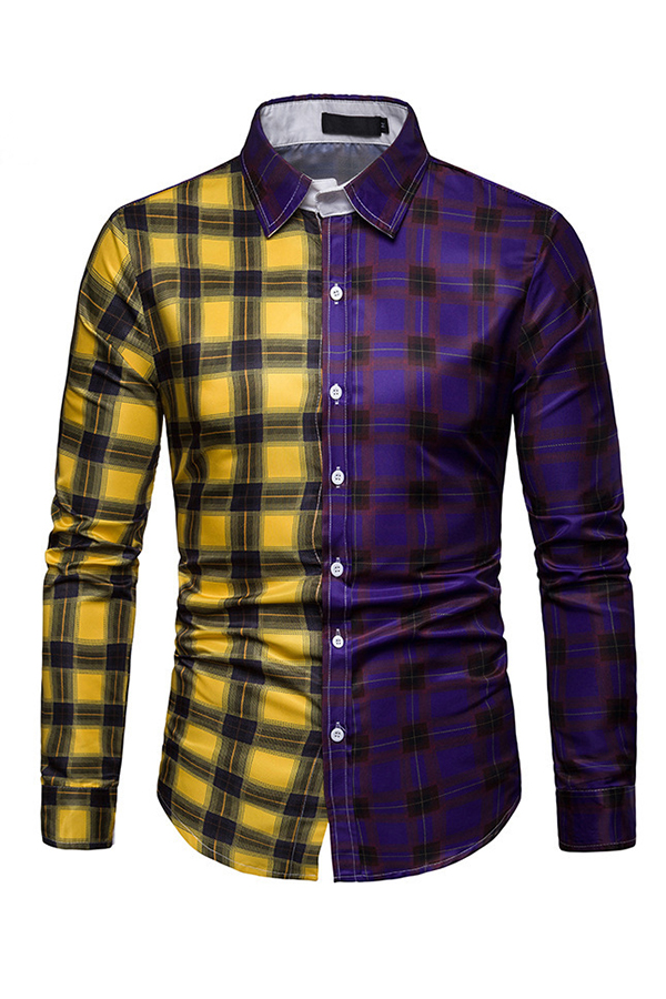 

Lovely Casual Patchwork Purple Shirt