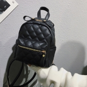 Lovely Fashion Grids Black PU Backpacks