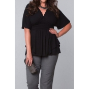 Lovely Work Half Sleeves Black Blouses