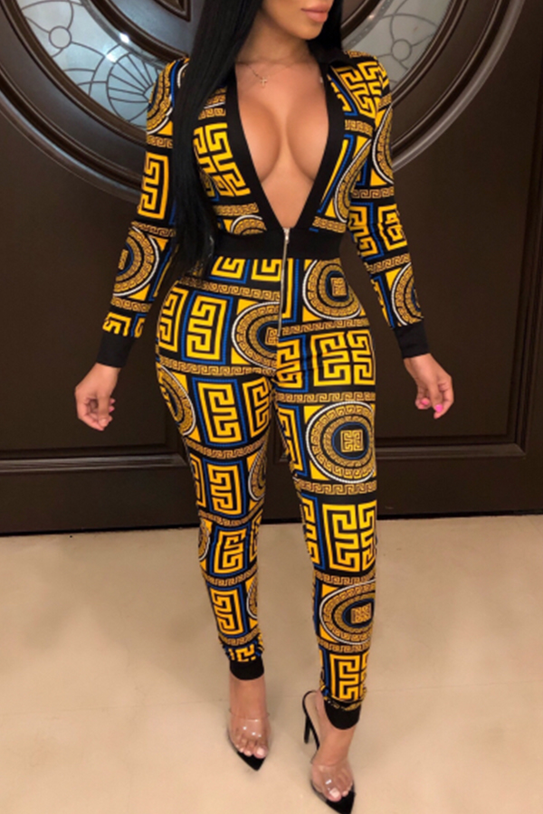 

Lovely Trendy Printed Yellow One-piece Jumpsuit