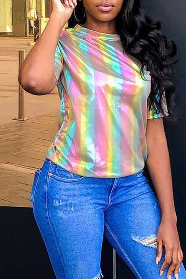 

Lovely Casual Striped Multicolor T-shirt