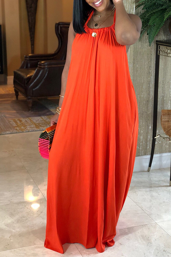 

Lovely Casual Backless Jacinth Ankle Length Dress