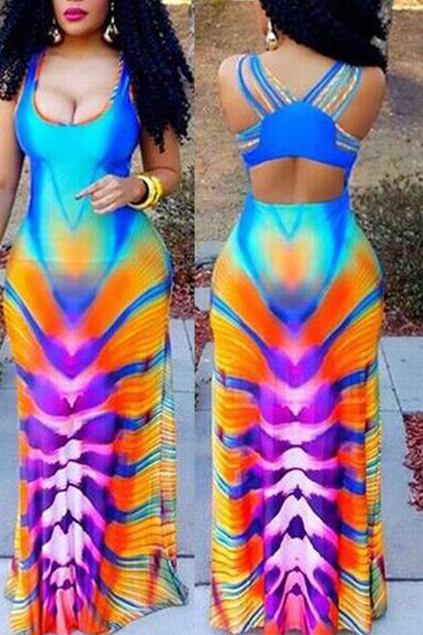 

Lovely Sweet Multi-color Floor Length Dress, Gradient color