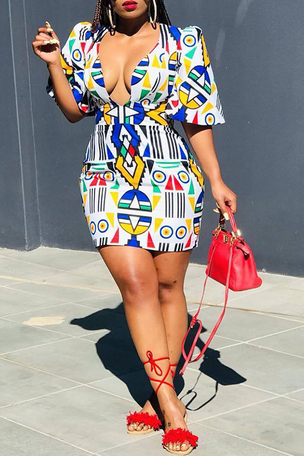 

Lovely Elegant Printed Multicolor Mini Dress
