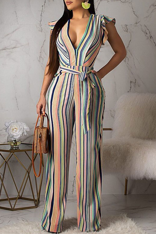 

Lovely Contracted Style Striped Jumpsuit