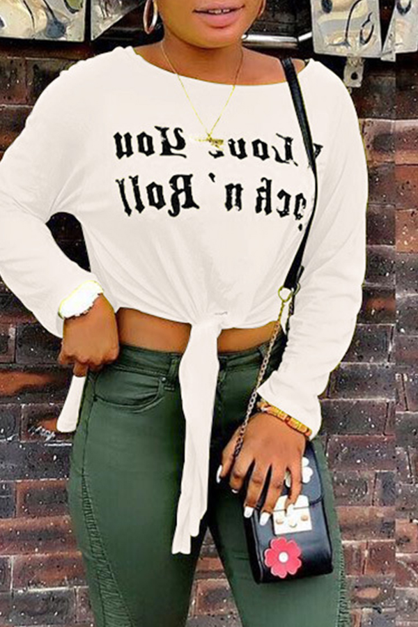 

Lovely Casual Letters Printed White T-shirt