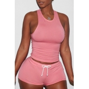 Lovely Sportswear Drawstring Dusty Pink Two-piece 