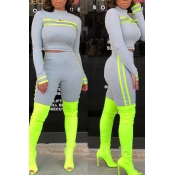 Lovely Casual Patchwork Grey Two-piece Shorts Set