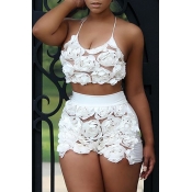 Lovely Sweet Floral Light White Lace Two-piece Sho