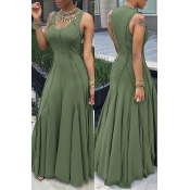 Lovely Casual Tank Sleeveless Army Green Ankle Len