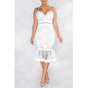 Lovely Sweet Patchwork White Lace Trumpet Mermaid 